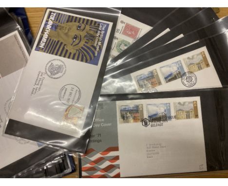 STAMPS FIRST DAY COVERS : Box of First Day Covers in albums from 1964 onwards, noted to include 1964 FRB, 1965 Churchill (Bla