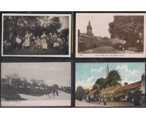 POSTCARDS : Derbyshire collection in album showing street scenes and views of Belper, Brailsford, Buxton etc R P's included (