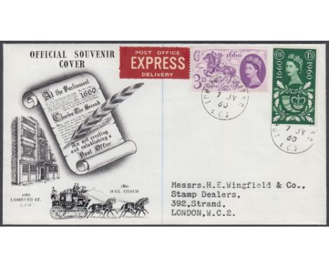 STAMPS FIRST DAY COVERS : 1960 General Letter Office FDC with Lombard Street cds &amp; typed address. Fine condition!