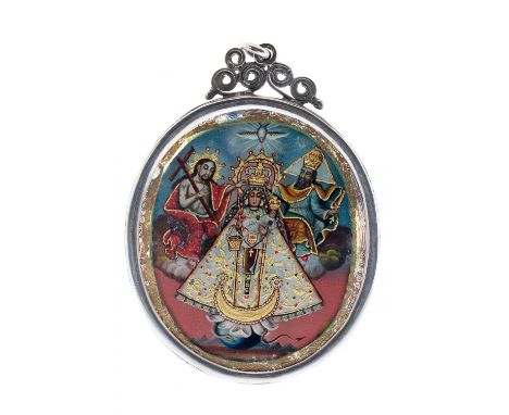 Peruvian or Bolivian school of the 19th century."Allegory of Peruvian-Bolivian unionism".Polychrome metal plate on both sides