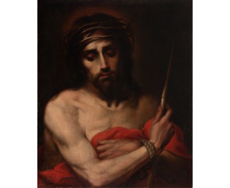 Workshop of BARTOLOMÉ ESTEBAN MURILLO, 17th century."Ecce Homo".Oil on canvas. Re-enteled.It presents restorations.Measuremen