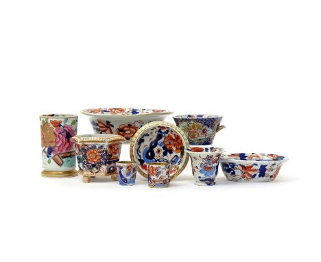 Nine items of Mason's Ironstone  19th century, all decorated in the Imari palette with flowers and the 'Basket Japan' pattern