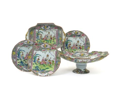 A Mason's Ironstone part service  c.1830, printed and coloured in the Mandarin pattern with scroll panels of Chinese figures 