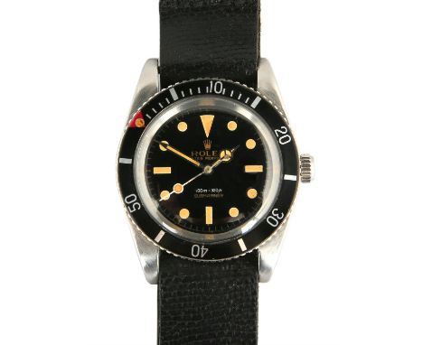 Rolex a Reference 6536 Gentleman's stainless steel submariner wristwatch,The signed black dial with lumious bead hour markers