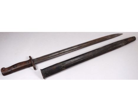 A WWI 1907 pattern SMLE bayonet - single edged blade with fuller and forte with maker 'Wilkinson' dated 2/18, steel muzzle ri