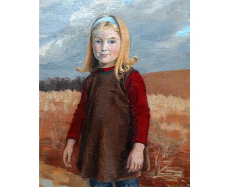# Philippa Maynard ROMA (British 1929-2010) Young Girl in Wellies - Portrait Oil on canvas Signed lower right Framed Picture 