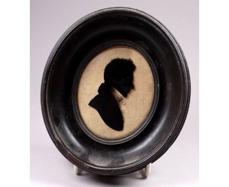 18th Century British School Silhouette portrait of a gentleman, thought to   be John Jope Rogers of Penrose, Helston Cornwall