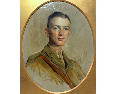 19th/20th Century British School Portrait of a British Officer Oil on board Indistinctly inscribed and dated 1919 lower edge 
