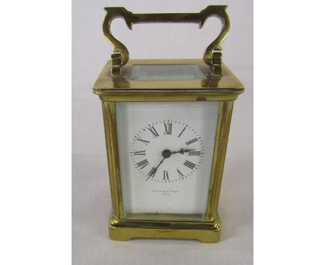 Pearce &amp; Son Paris brass carriage clock (height excluding handle 11 cm)