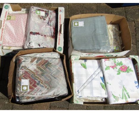 4 boxes of curtains and table cloths