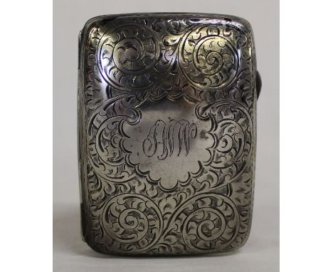 Silver cigarette case with engine turned decoration, Birmingham 1926, 1.75ozt