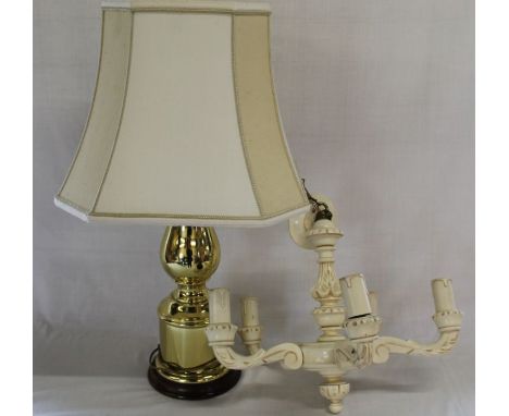 4 branch ceiling light &amp; brass table lamp