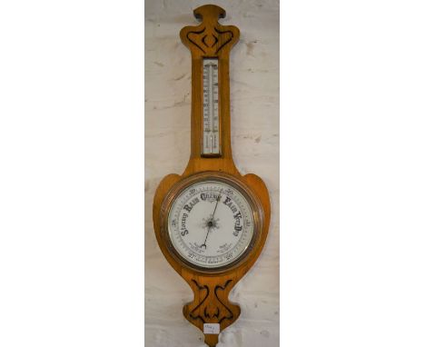 Victorian Art Nouveau aneroid barometer in an oak case Ht&nbsp; 87cm