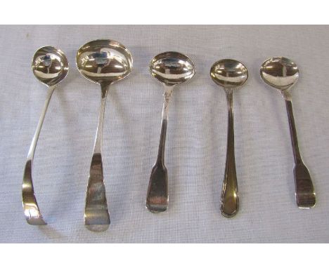 Various Georgian silver mustard and ladle spoons inc London 1810, 1816 &amp; 1792, total weight 1.68 ozt