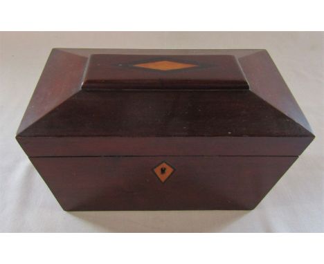 Wooden tea caddy with inlaid decoration L 23 cm H 14.5 cm