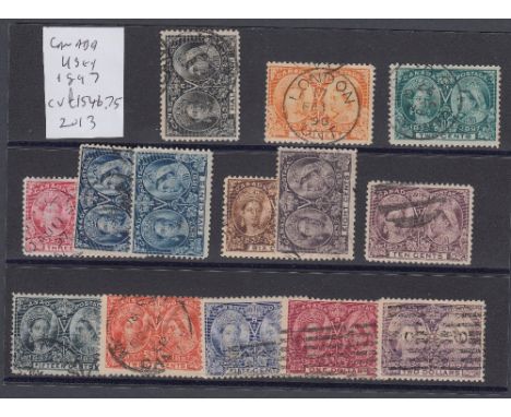 CANADA STAMPS 1897 Diamond Jubilee used set to $2, top values with roller cancels, 1/2c thinned, other minor faults, but stil