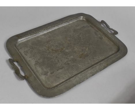 A Vintage Hammered Pewter Tray, 45x30cm 