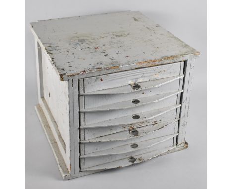 A Vintage Painted Six Drawer Engineers Chest, 37cms Square and 28cms High 