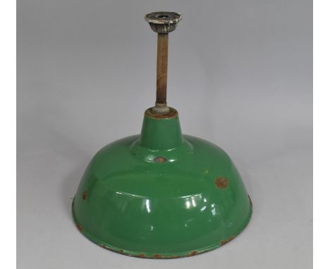 A Vintage Enamelled Pendant Light Fitting 
