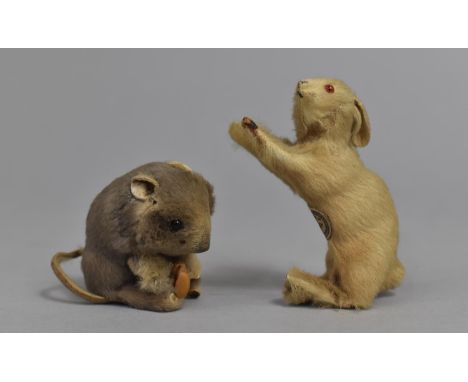 Two Vintage West German Fur Toys, Rabbit and Mouse 