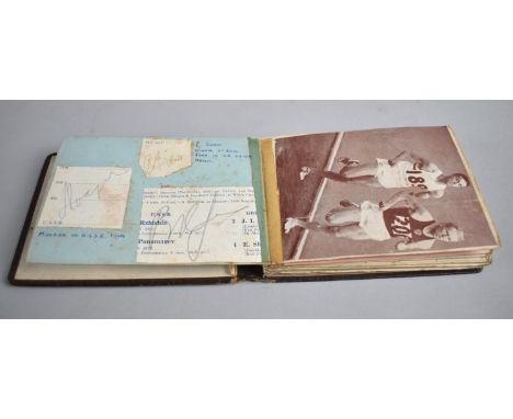 A Vintage Autograph Album C. 1950 Relating to Track Athletics to include Christ Braisher 