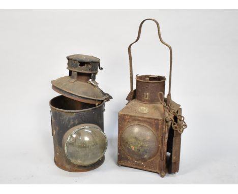 Two Vintage Railway Lamps, Both with Substantial Condition Issues 
