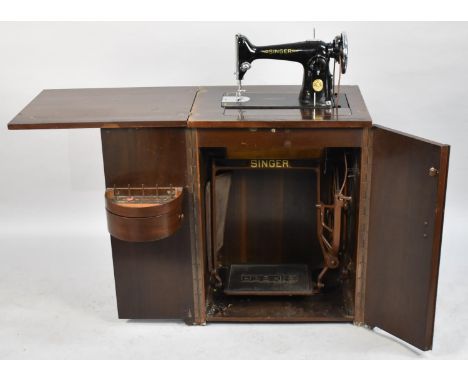 A Vintage Cased Singer Treadle Sewing Machine 