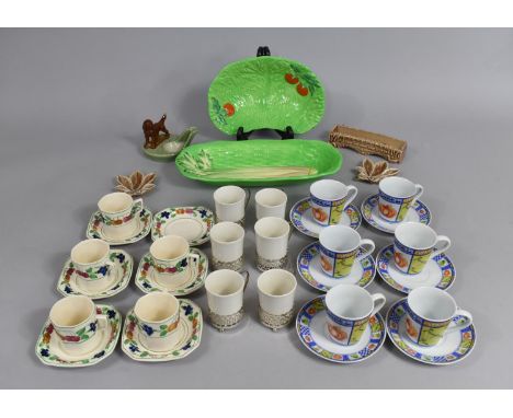 A Collection of Various Coffeewares to comprise Royal Norfolk together with Cabbage Ware Leaf Dish, Celery dish, Pipe Holder 