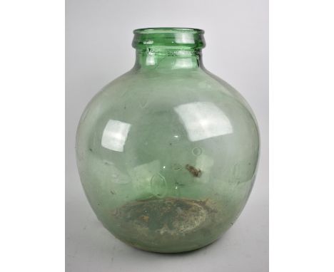 A Vintage Green Glass Carboy, 37cm high 