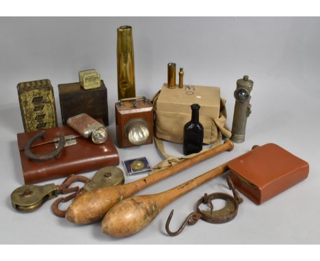 A Collection of Various Vintage Curios to comprise WWII Period Gasmask, WWII Period Shell Case Dated 1943, Further Two Smalle