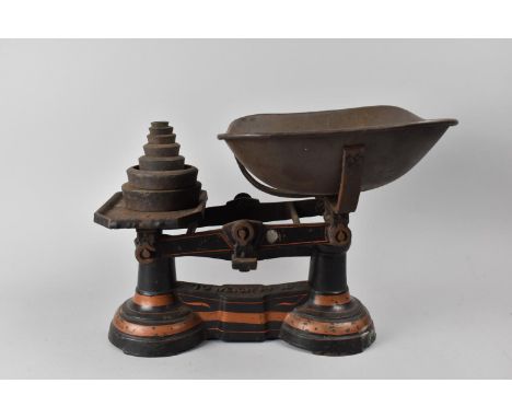 A Vintage Set of Kitchen Scales with Weights 