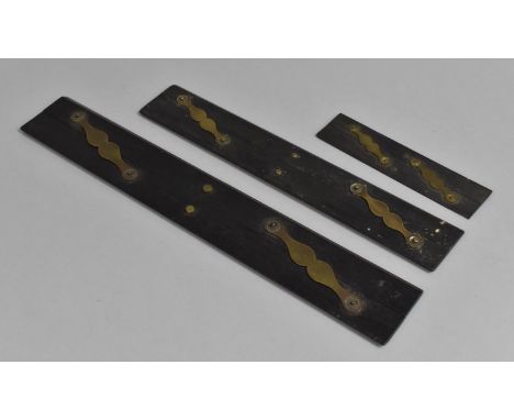 Three Graduated Vintage Ebonized Parallel Rules 