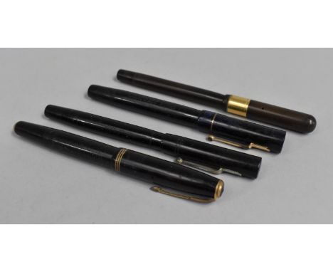 Four Vintage Fountain Pens, all with 14ct Gold Nibs 