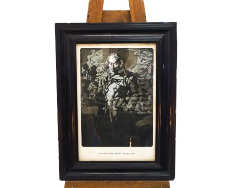 After James Pryde, Sir Henry Irving as Dubosc in the Lyons Mail print, 55cm x 37cm, in ebonised frame (some chips to the fram