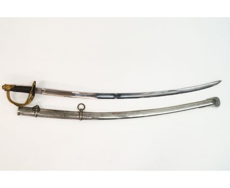 A replica American cavalry sword, stamped U S ADK 1862, and scabbard