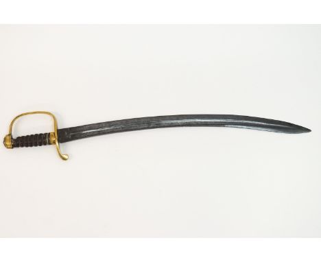 A Wilkinson sword bladed sword with wooden grip and brass guard