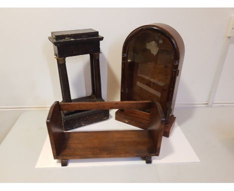 AN EARLY 19TH CENTURY PORTICO CLOCK FRAME together with various other 19th century and later wooden effects.