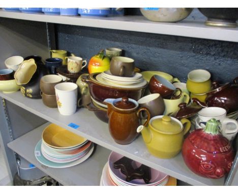 A large mixed lot to include a Goebel apple pot, commemorative china, Denby pottery and other items, together with a vintage 