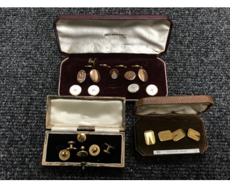 Three boxes of vintage cufflinks and studs. (Q)