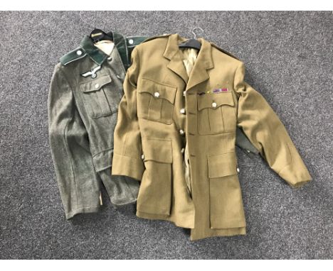 A part rail of army clothing  - jackets and trouser, bag of DP military clothing 