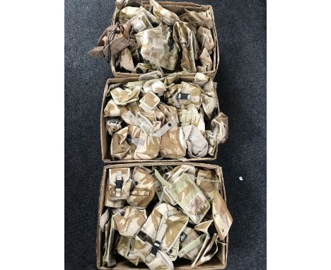 Three boxes of army camouflage pouches 