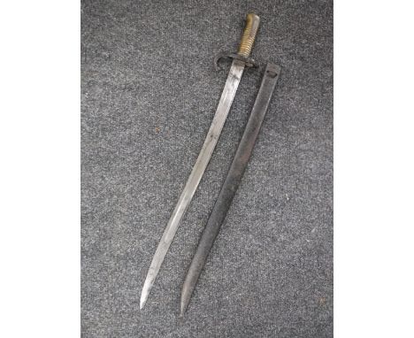 A French model 1866 Chassepot bayonet in scabbard