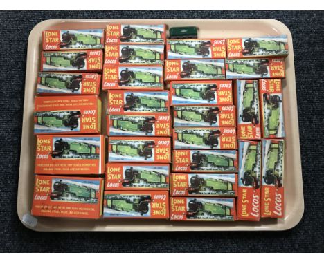 A tray of vintage Loanstar locos, rolling stock and accessories