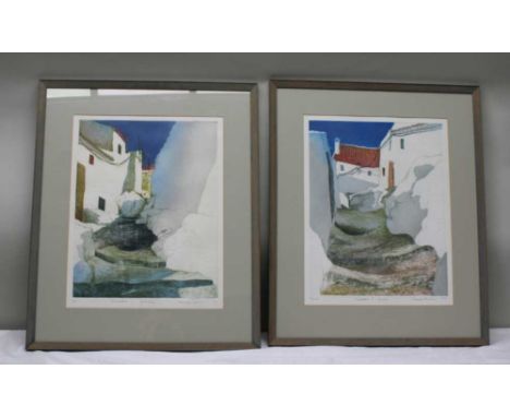 BRENDA HARTILL 'Shadows One Gaucin', a coloured textural artist's proof print, 49cm x 39cm, signed, titled and dated '89, in 