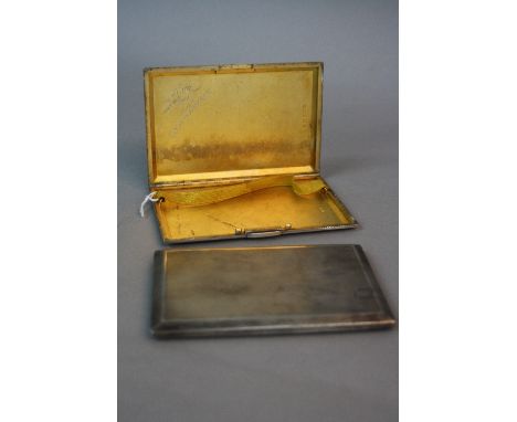 TWO GEORGE VI RECTANGULAR SILVER CIGARETTE CASES, both engine turned decoration, maker E.J. Trevitt & Sons Ltd, Birmingham 19