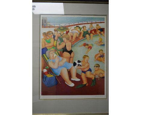 AFTER BERYL COOK, The Bathing Pool, a Limited Edition colour print, blind stamp lower left, signed in pencil lower right, pub