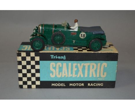 A BOXED SCALEXTRIC BENTLEY 4.5 LITRE RACING CAR, No.MM/C64, in British racing green with racing number 18, (not tested), miss