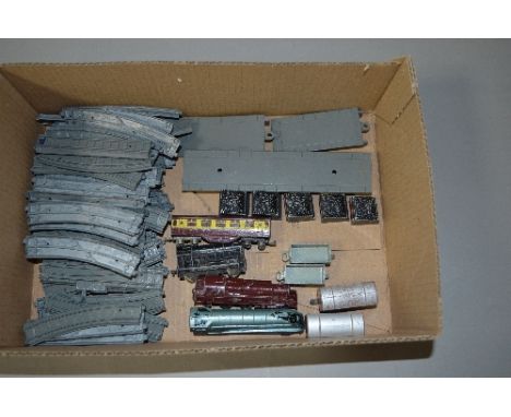 A QUANTITY OF UNBOXED AND ASSORTED PLAYWORN LONE STAR OO0 N GAUGE MODEL RAILWAY ITEMS, push-along variety, to include Gresley