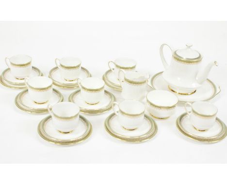 A Royal Albert and Paragon 'Kensington' dinner service, comprising teapot, coffee pot, eight place settings of cups, saucers,