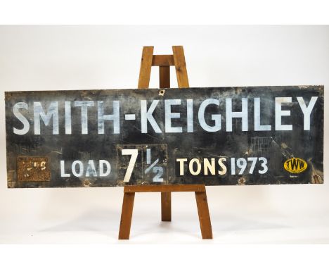 An enamel crane sign 'Smith-Keighley', 7.5 tons 1973, 198cm x 61cm